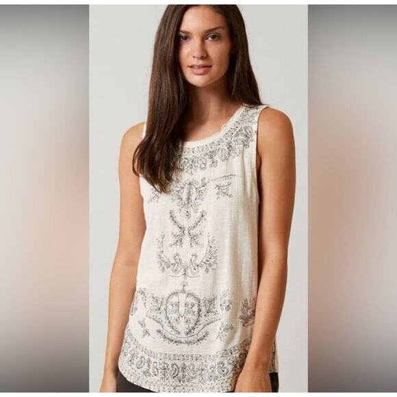 Lucky Brand Tank Top Womens Small Tan Embellished Sequin Beaded - Picture 1 of 11
